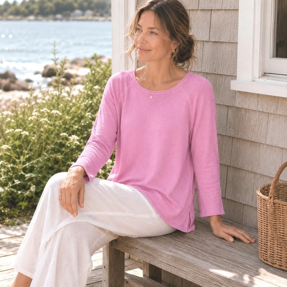 J McLaughlin Pink Lightweight Oversized Sweater Size S Soybean Cotton Minimalist